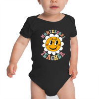 Back To School, Retro 80's Montessori Teacher Sunflower Baby Bodysuit | Artistshot