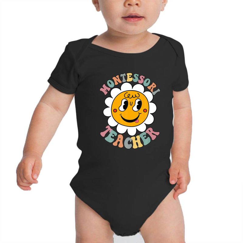 Back To School, Retro 80's Montessori Teacher Sunflower Baby Bodysuit | Artistshot