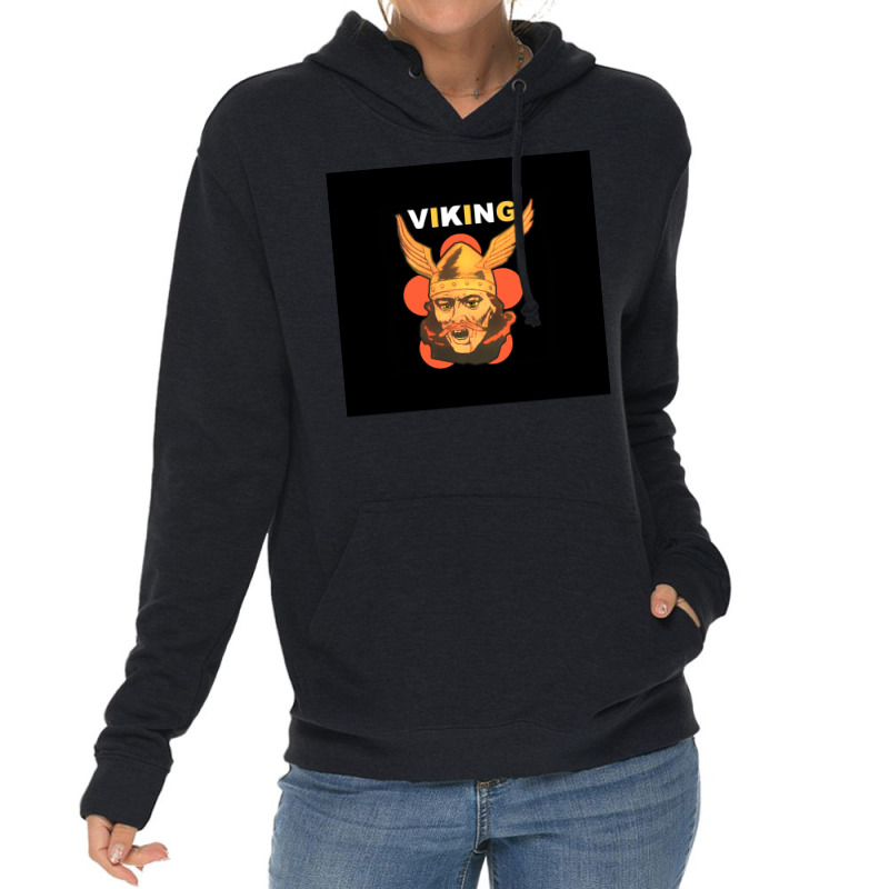 Viking Warrior With Winged Helmet And Mustache  Gift 70s Lightweight Hoodie | Artistshot