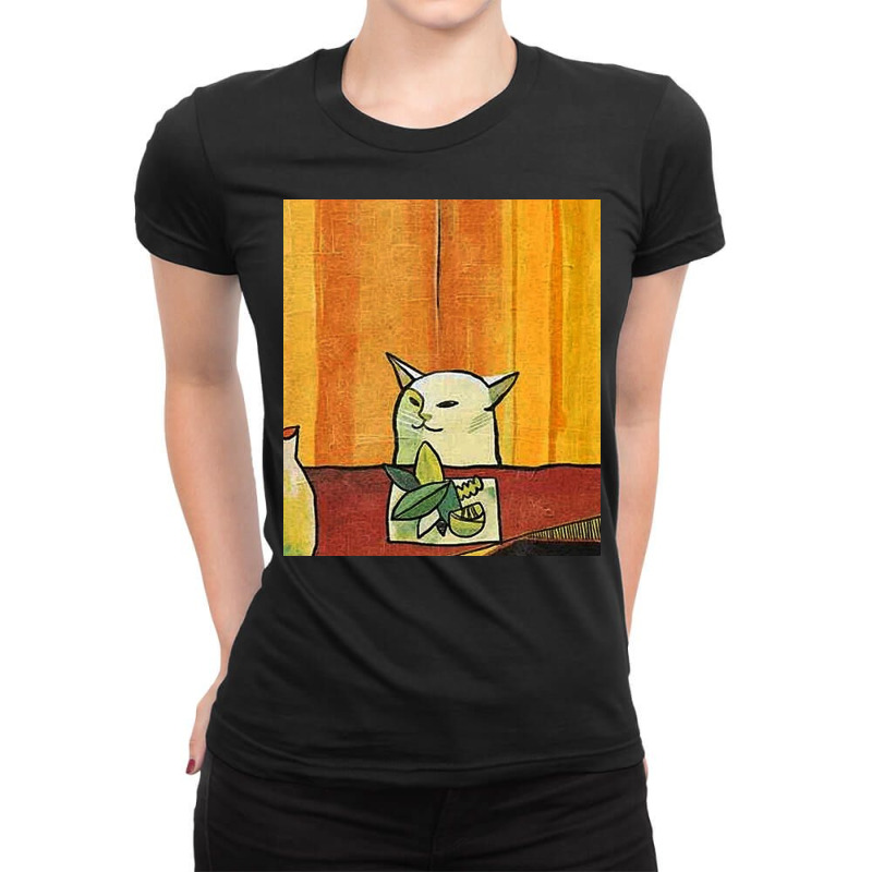 Picasso Cat Meme Paint Ladies Fitted T-Shirt by thelmafent | Artistshot