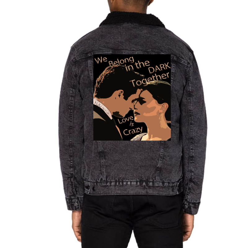 Love Is Crazy Poster Quote Unisex Sherpa-lined Denim Jacket | Artistshot