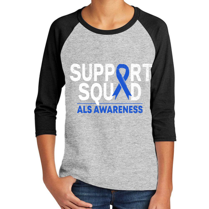 Support Squad Als Awareness Month Blue Ribbon Support Team Youth 3/4 Sleeve by DonnaSchennum1234 | Artistshot