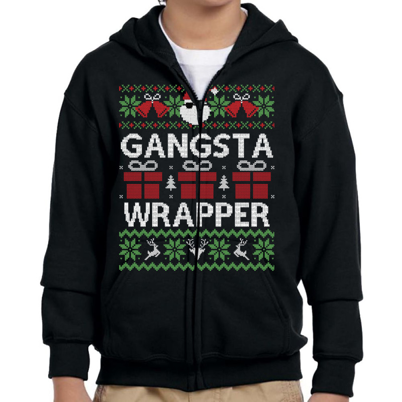 Long Sleeve Shirt Gangsta Wrapper Ugly Sweater Christmas Youth Zipper Hoodie | Artistshot