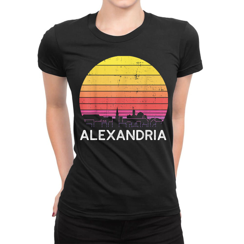 Retro Virginia Alexandria Skyline Vintage Urban Buildings T Shirt Ladies Fitted T-Shirt by veroniquetour3tz | Artistshot