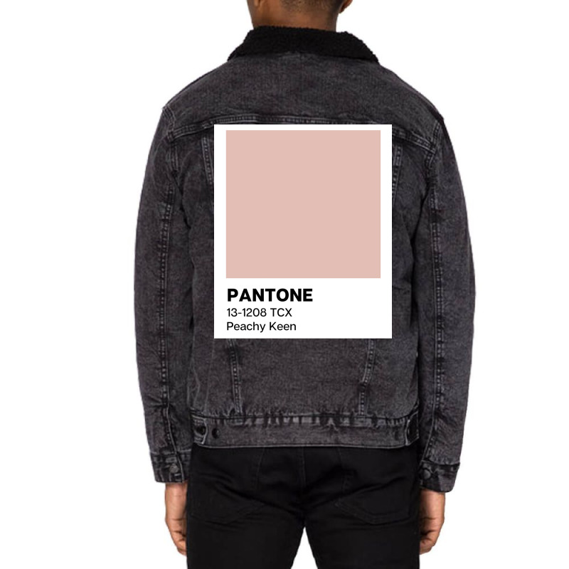 Pantone Peachy Keen Poster Love Unisex Sherpa-lined Denim Jacket | Artistshot