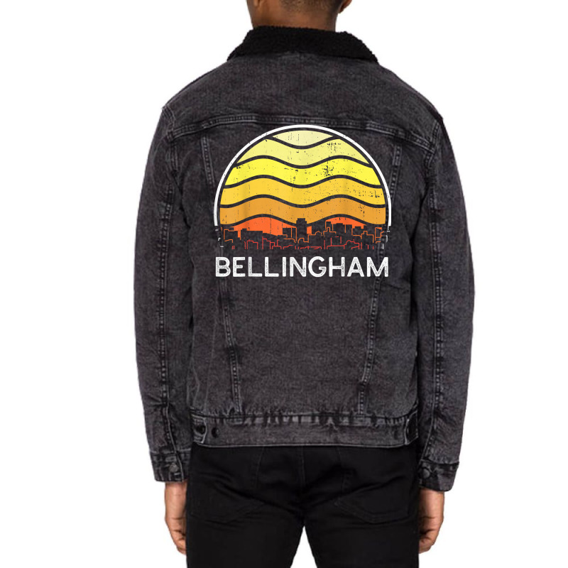 Retro Washington Bellingham Visitors Skyline Vintage Urban T Shirt Unisex Sherpa-lined Denim Jacket | Artistshot