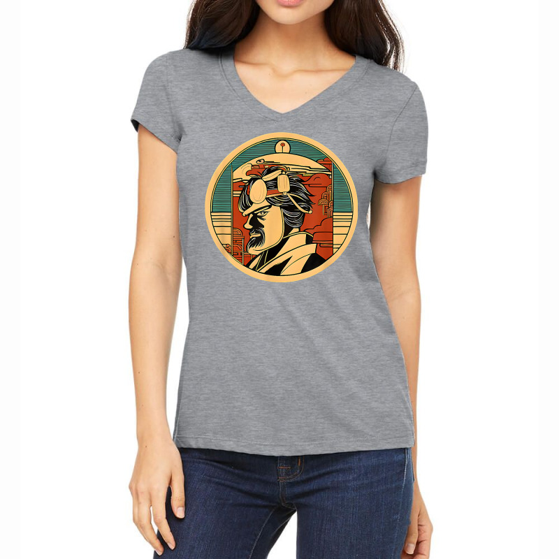 Retro Japanese Samurai Warrior Grunge Vintage Gift T Shirt Women's V-Neck T-Shirt by cordellwerw56r | Artistshot