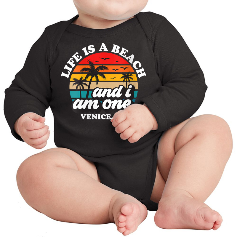 Womens Life Is A Beach And I Am One Retro Venice Vacation V Neck T Shi Long Sleeve Baby Bodysuit by kogmor58594 | Artistshot