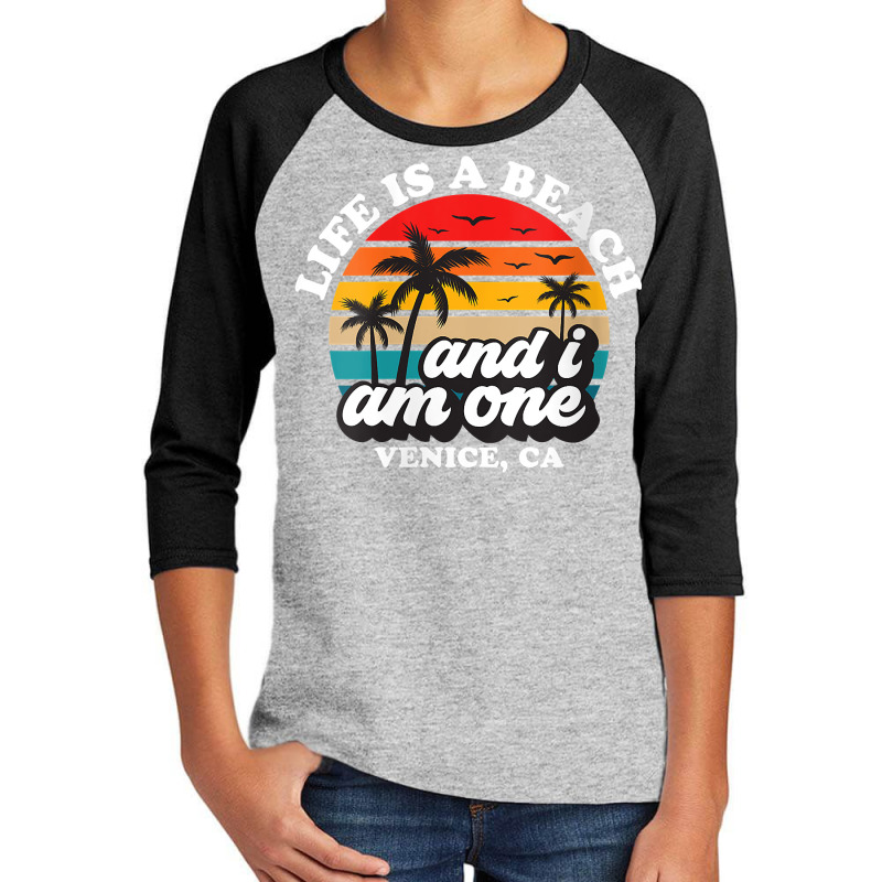 Womens Life Is A Beach And I Am One Retro Venice Vacation V Neck T Shi Youth 3/4 Sleeve by kogmor58594 | Artistshot