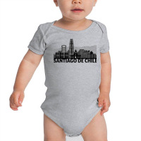 Santiago De Chile City Skyline Silhouette Outline Sketch T Shirt Baby Bodysuit | Artistshot