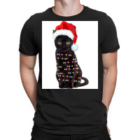 Black Cat Christmas Lights Cat Lover Christmas T-shirt | Artistshot