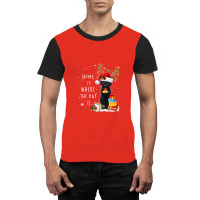 Black Cat Home Is Where The Cat Is Christmas Kitty Kitten Graphic T-shirt | Artistshot