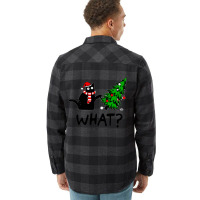 Black Cat What Christmas Flannel Shirt | Artistshot