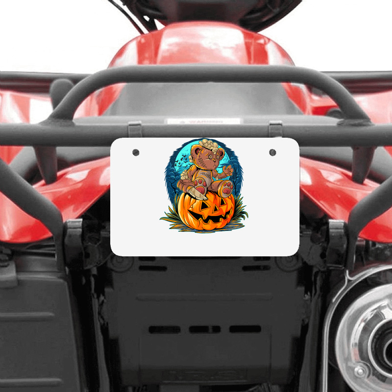 Killer Teddy Bear Lazy Halloween Pumpkin Scary Monster Atv License Plate | Artistshot