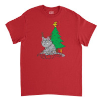 Cat Christmas Lights And Christmas Tree Classic T-shirt | Artistshot