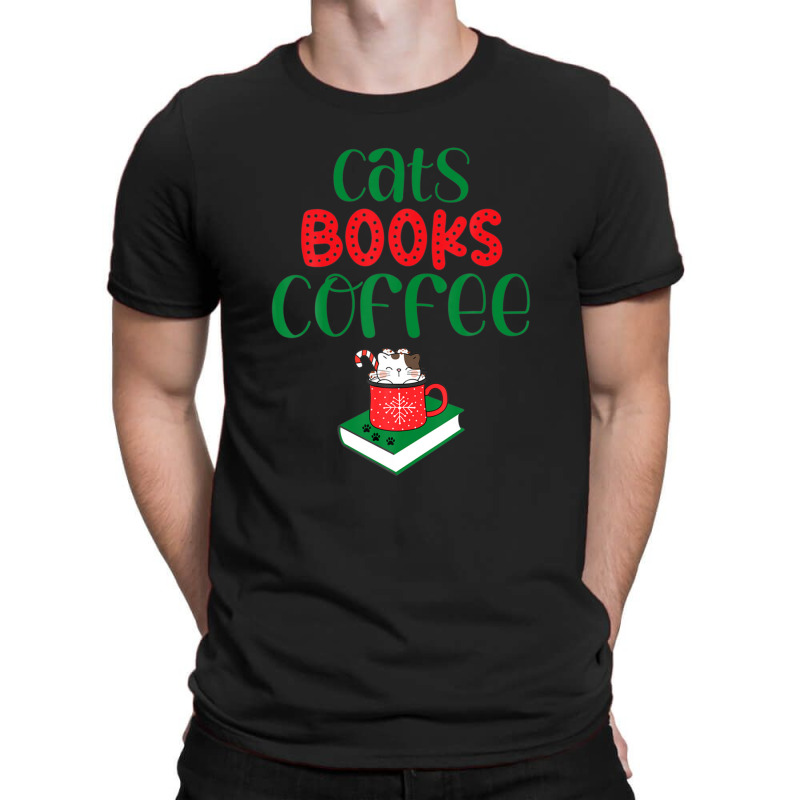 Christmas Cats Books Coffee T-shirt | Artistshot