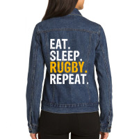 Eat Sleep Rugby Repeat Gift Ladies Denim Jacket | Artistshot