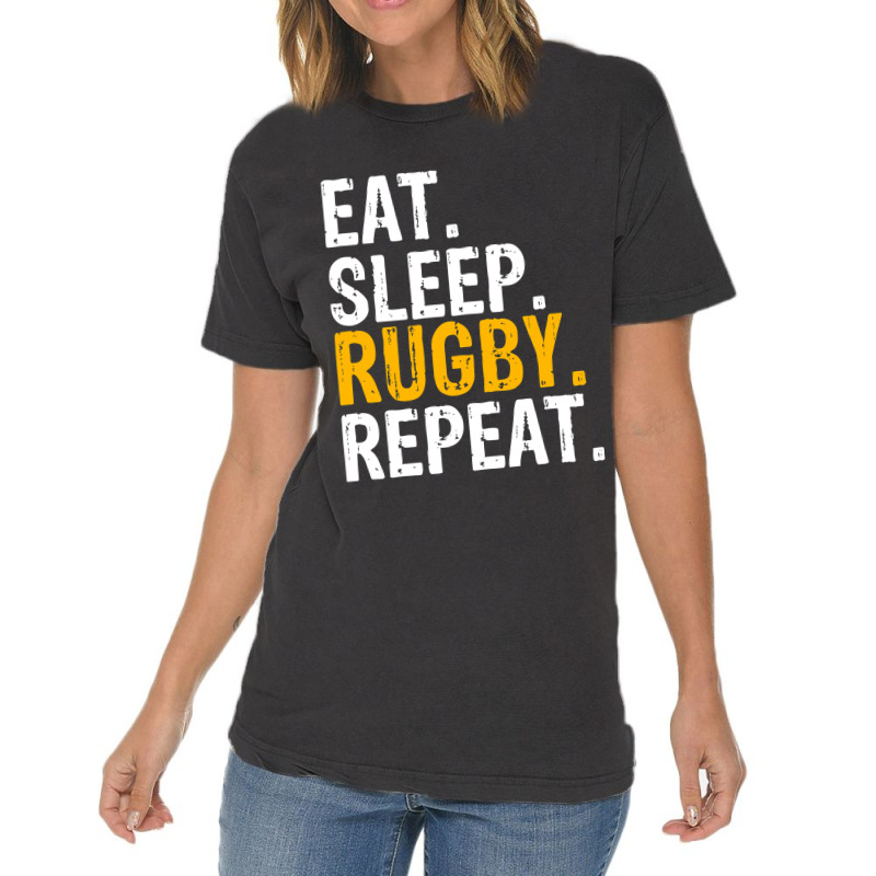 Eat Sleep Rugby Repeat Gift Vintage T-shirt | Artistshot