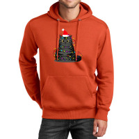 Funny Christmas Cat With Fairy Lights And A Christmas Hat Unisex Hoodie | Artistshot