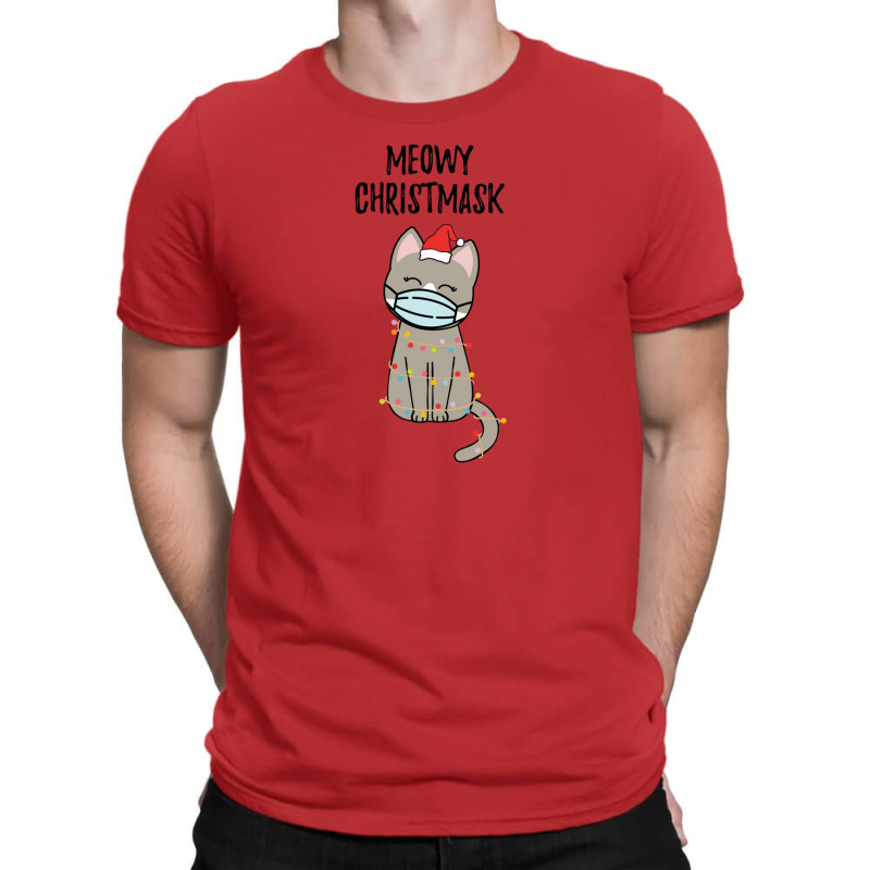 Meowy Christmask Cute Christmas Ca T-shirt | Artistshot