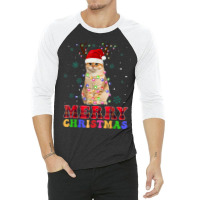 Merry Christmas Cat Gift Men Women Kids Funny Cat Christmas 3/4 Sleeve Shirt | Artistshot