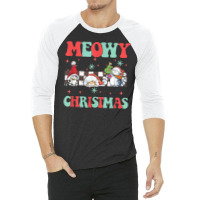 Merry Christmas Cute Cats Funny Ugly Christmas Cat Lover 3/4 Sleeve Shirt | Artistshot