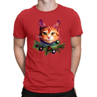 Orange Cat Christmas Vintage Cat Xmas Christmas Cat Pullover T-shirt | Artistshot