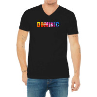 Dominic Name Art Rainbow Colorful V-neck Tee | Artistshot