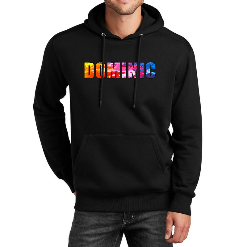 Dominic Name Art Rainbow Colorful Unisex Hoodie by Ulya Abdulloh | Artistshot