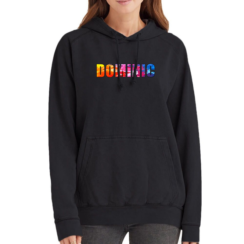 Dominic Name Art Rainbow Colorful Vintage Hoodie by Ulya Abdulloh | Artistshot