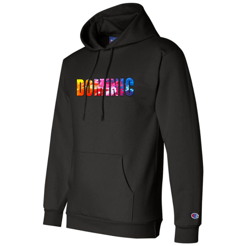 Dominic Name Art Rainbow Colorful Champion Hoodie by Ulya Abdulloh | Artistshot