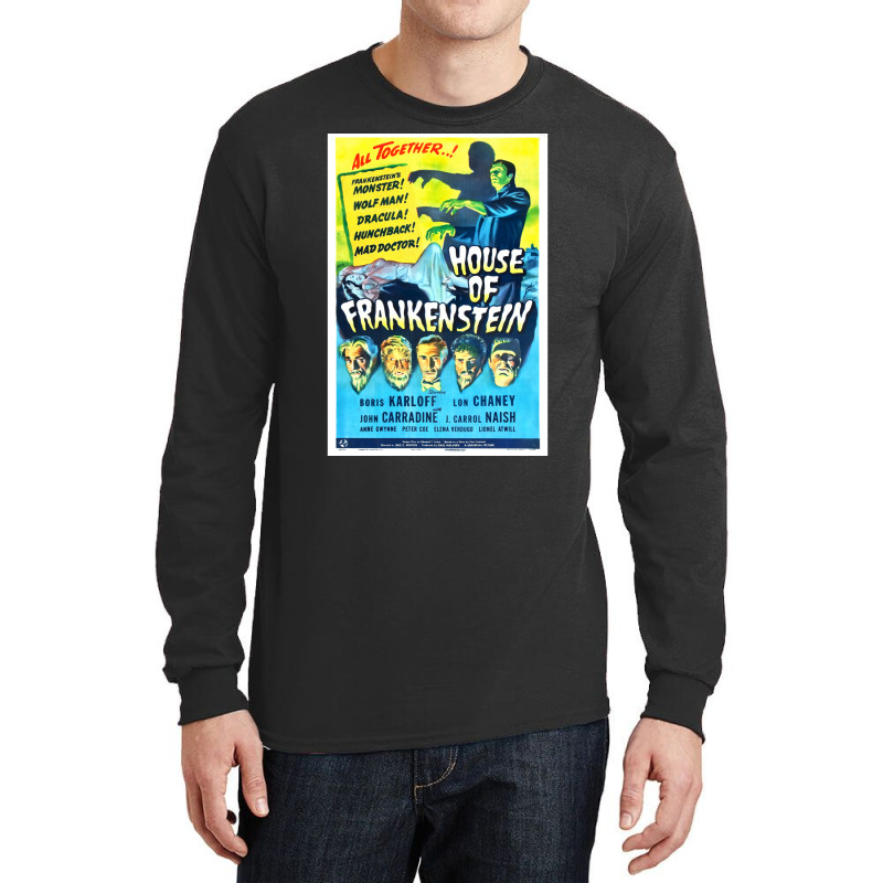 House Of Frankenstein  Vintage Universal Horror Film Poster Classic  T Long Sleeve Shirts by anwtizahlest | Artistshot