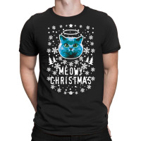 Black Cat Kitty Christmas Cat Holy Blue Cat Meowy Christmas Kitten Cat T-shirt | Artistshot