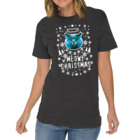 Black Cat Kitty Christmas Cat Holy Blue Cat Meowy Christmas Kitten Cat Vintage T-shirt | Artistshot