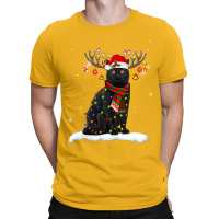 Black Cat Reindeer Christmas Light Shirt Cat Lover Christmas T-shirt | Artistshot