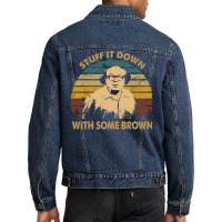 Vintage Design Stuff It Down With Some Brown Men Denim Jacket | Artistshot