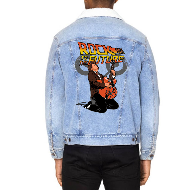 Rock To The Future Unisex Sherpa-Lined Denim Jacket by damblydutcan | Artistshot