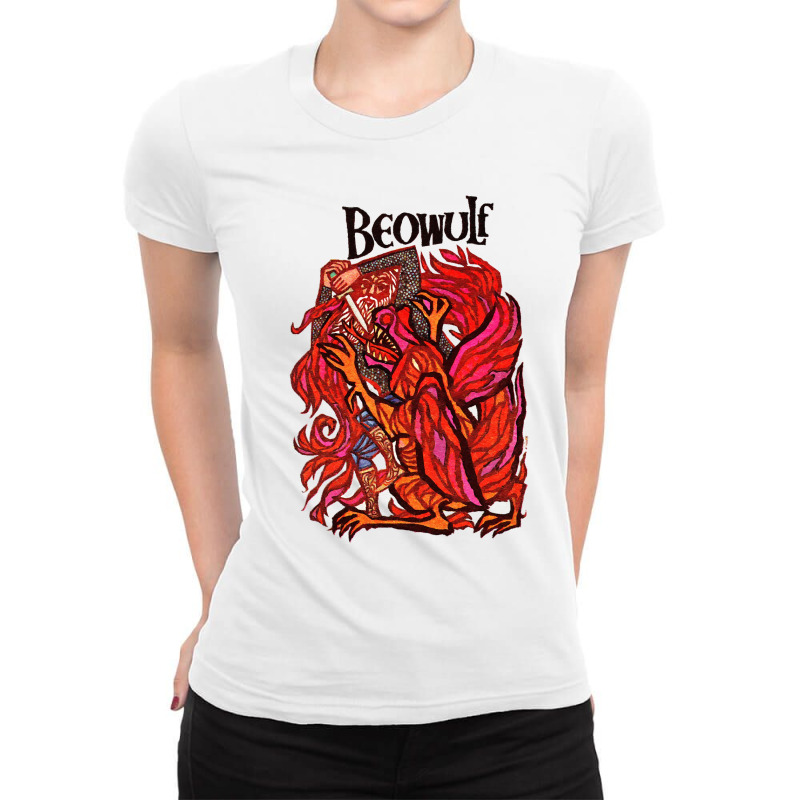 High Resolution Beowulf Vintage Book Cover Ladies Fitted T-Shirt by MeganArtist | Artistshot