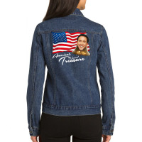 America's National Treasure   White Text Ladies Denim Jacket | Artistshot