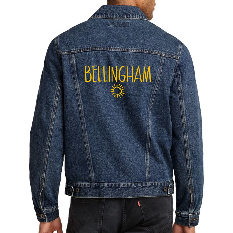 Bellingham Washington Drawing Of Sun Amber Print Men Denim Jacket | Artistshot