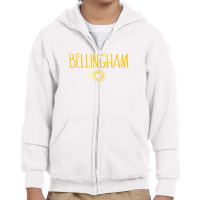 Bellingham Washington Drawing Of Sun Amber Print Youth Zipper Hoodie | Artistshot