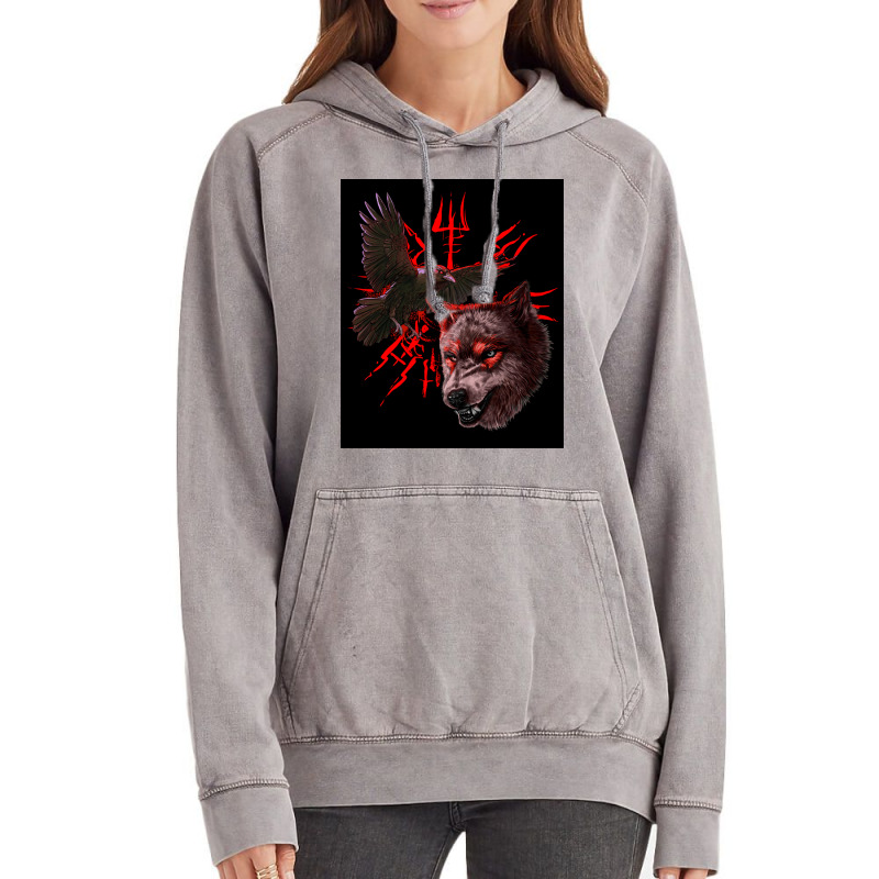 Vegvisir Odins Eye And Raven Vikings  Yellow Red Vintage Hoodie by betzeldizak | Artistshot