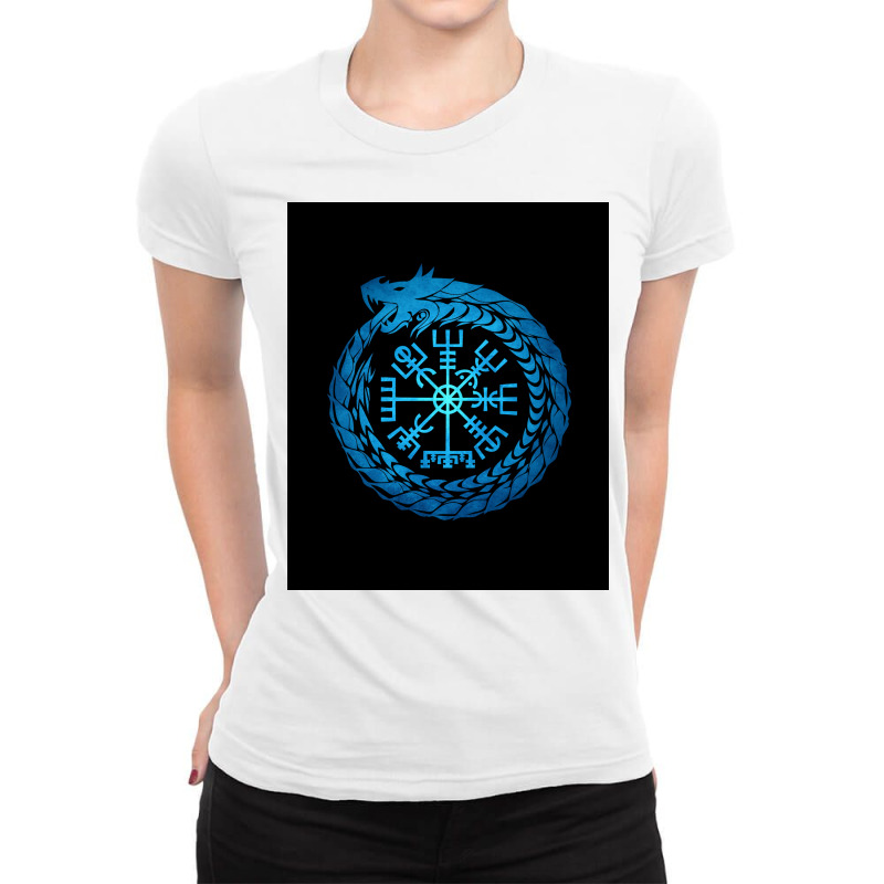 Vegvisir Jormungandr World Serpent  Funny Cool Ladies Fitted T-Shirt by marchiorosze | Artistshot