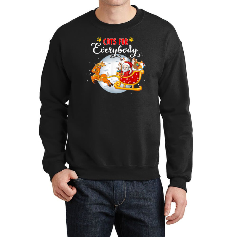 Cats For Everybody Funny Christmas For Cat Santa Lover Crewneck Sweatshirt | Artistshot