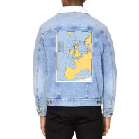 Uk Shipping Forecast Map  Blue Nostalgia Cute Unisex Sherpa-lined Denim Jacket | Artistshot