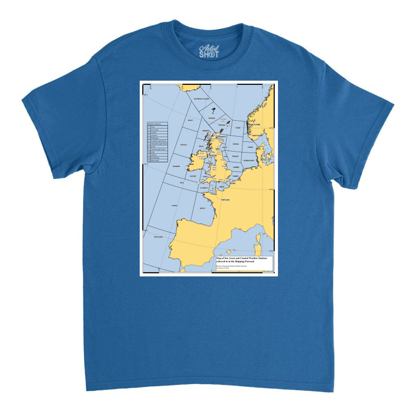 Uk Shipping Forecast Map  Blue Nostalgia Cute Classic T-shirt | Artistshot