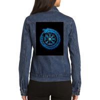 Vegvisir Jormungandr World Serpent  Quote 80s Ladies Denim Jacket | Artistshot