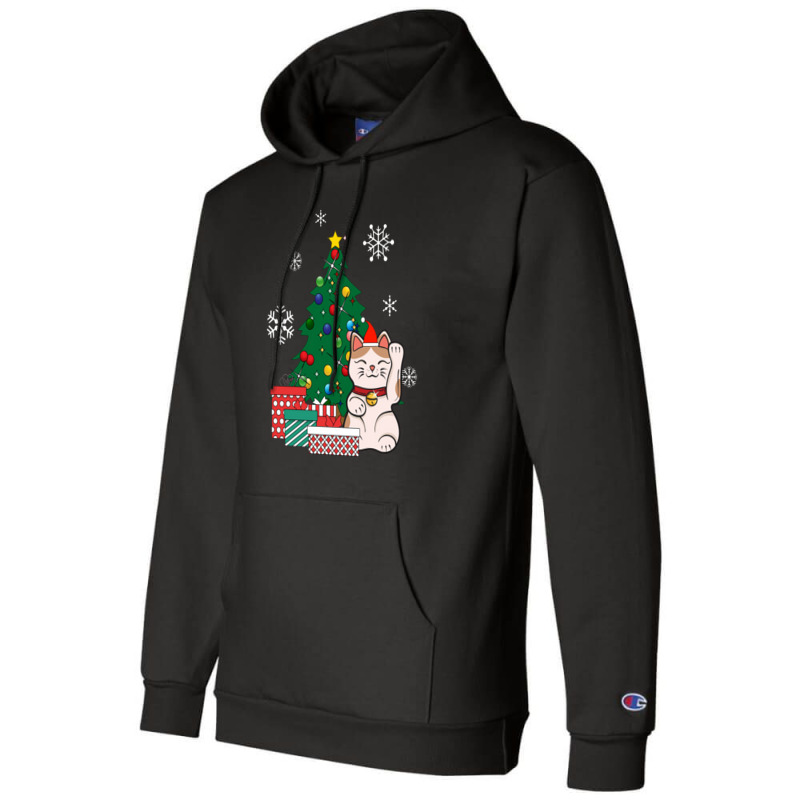 Lucky Cat Around The Christmas Tree Lucky Cat Champion Hoodie | Artistshot