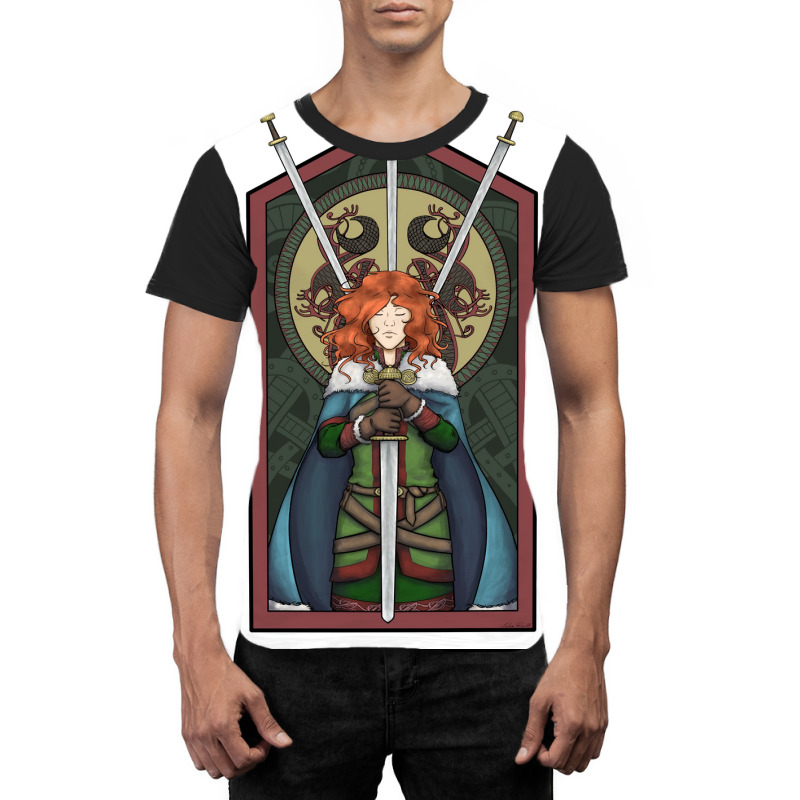 Warrior Woman Surrounded By Swords  80s Nature Graphic T-shirt | Artistshot