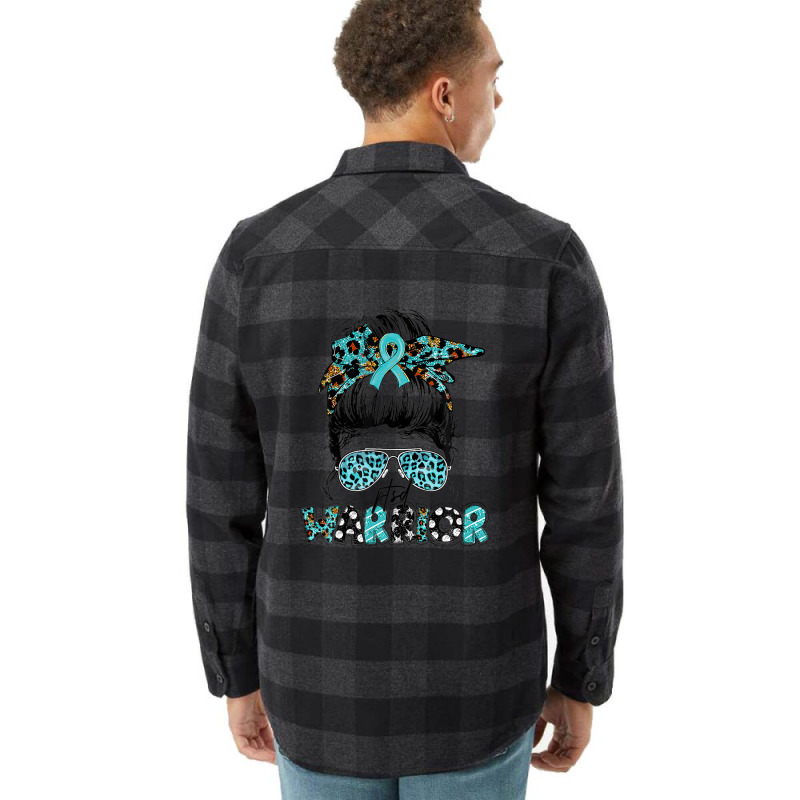 Messy Bun Women Glasses Teal Ribbon Ptsd Warrior Flannel Shirt | Artistshot